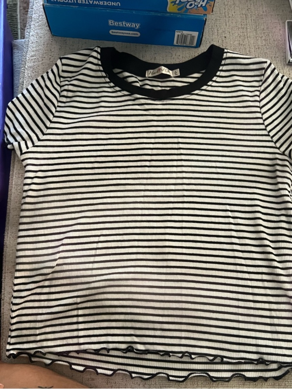 Heart Hips Black and White Striped Tank Top